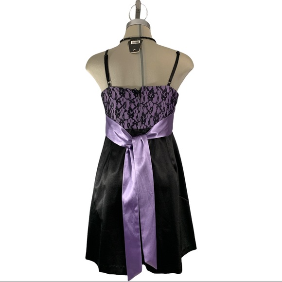 BWear purple and black Satin Fit Flare Dress Size9 - Picture 7 of 8